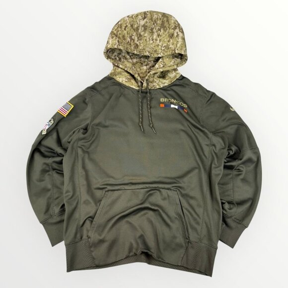 NFL On Field Mens Denver Broncos Salute to Service Camo USA Hoodie Pullover L - Picture 1 of 9